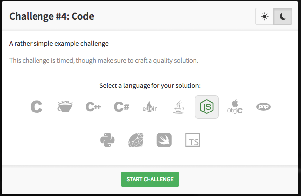 Language Selection Screen
